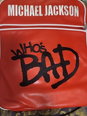 Michael Jackson Red 'Who's Bad' Graphic Backpack